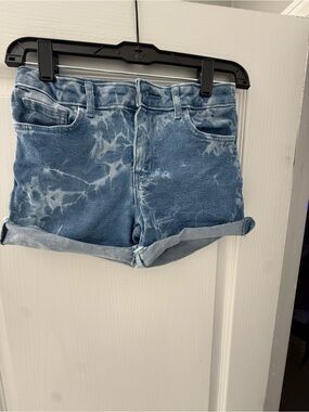 GAP Blue Tie-Dye Rolled Hem Midi Jean Shorts